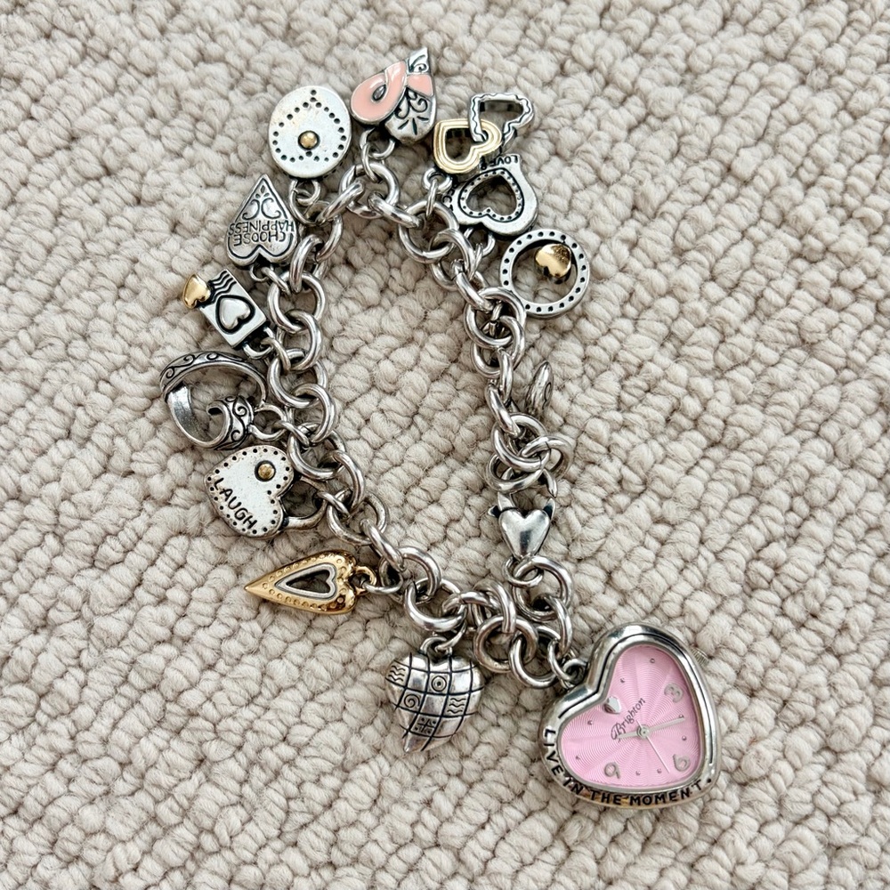 Brighton Power of Pink Charm Bracelet Heart Watch